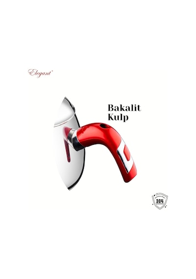 Damla Mini Boy Bakalit Kulplu Çaydanlık Takımı - Kırmızı İnsörtlü Kırmızı