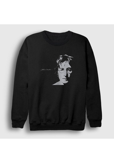 Presmono Unisex Self Portrait Beatles John Lennon Sweatshirt Siyah