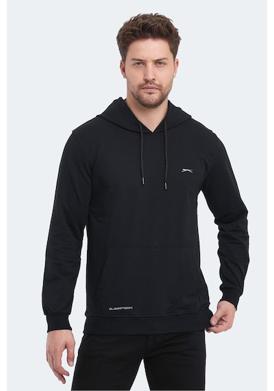 Slazenger Obra In Erkek Kapüşonlu Cepli Siyah Sweatshirt Siyah
