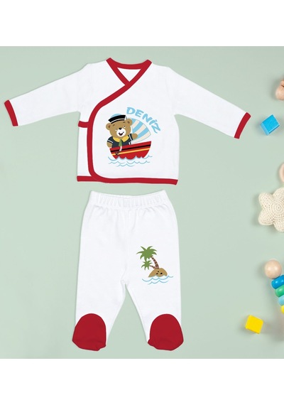 Bk Kids Kişiye Özel Hastane Çıkışı, Bebek Kıyafeti, Yeni Doğan Bebek Hediyesi, 6 Parça Kırmızı Bebek Elbise Giyim Seti-1