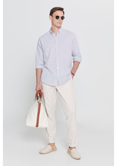 AC&Co / Altınyıldız Classics Erkek Grı Comfort Fit Rahat Kesim Düğmeli Yaka Casual Keten Gömlek Gri AC&Co / Altınyıldız Classics Erkek Grı Comfort Fit Rahat Kesim Düğmeli Yaka Casual Keten Gömlek Gri