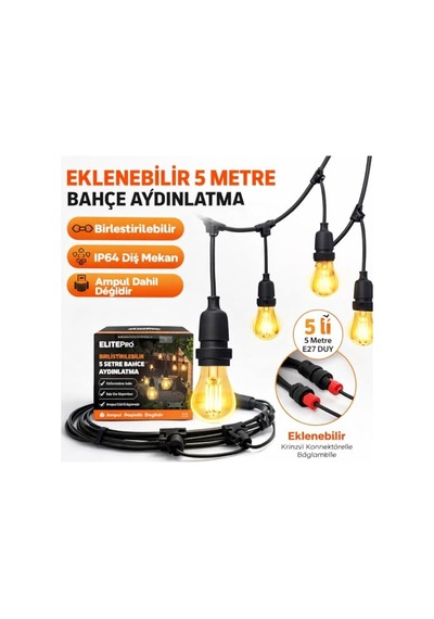 5 Duylu Eklenebilir Bahçe Aydınlatma Zinciri 5 Metre E27 Duy Sarmaşık Işık Ip64 Dış Mekan Aydınlatma Bahçe, Balkon, Teras, Cafe Dekoratif Aydınlatma Ampul Dahil Değildir 10 Parça Siyah 5 Duylu Eklenebilir Bahçe Aydınlatma Zinciri 5 Metre E27 Duy Sarmaşık Işık Ip64 Dış Mekan Aydınlatma Bahçe, Balkon, Teras, Cafe Dekoratif Aydınlatma Ampul Dahil Değildir 10 Parça Siyah