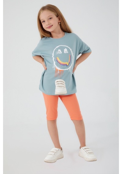 Rolypoly Happy Smile Yeşil Kız Çocuk Bermuda Takım Su Yeşili