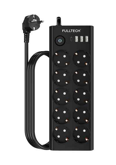 Anahtarlı Akım Korumalı Uzatma Prizi Ftr-14 Çoklu Priz 10 Lu + 3 Usb + 1 Type-c 3680w 16a 2 Metre Kablo 0.2 M
