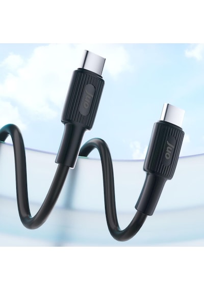 60w Usb Type-c To Type-c Silikon Hızlı Şarj Ve Data Kablosu Siyah 1 Metre Standart