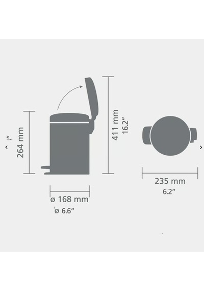 Brb-bra 252181-8710755252181-001-01-newıcon Soft Grey Pedallı Çöp Kutusu 3l
