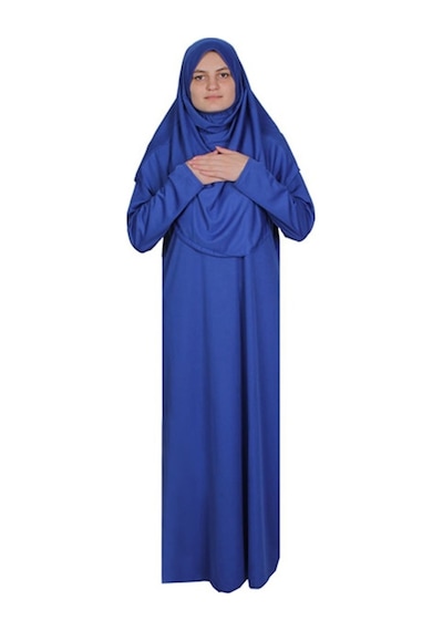 Zehranaz Namaz Elbisesi Saks Mavisi Fermuarsız Namaz Elbisesi (545585341) Saks