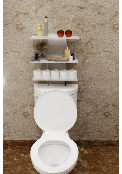 Risingmaber Beyaz Klozet Üstü Raf, Organizer Tuvalet Kağıtlık Ve Wc Tuvalet Banyo Düzenleyici Mt116b Diğer