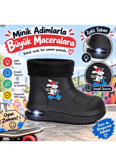 Look Life Su Geçirmez Çocuk Yağmur Botu 525 siyah