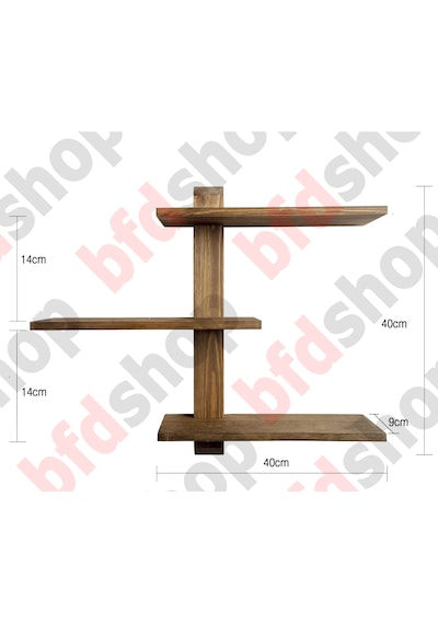 Bfdshop Dekoratif Modüler 3lü Masif Duvar Rafı Ceviz