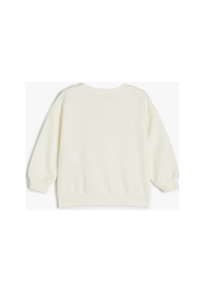 Koton Erkek Bebek Baskılı Uzun Kollu Bisiklet Yaka Pamuklu Sweatshirt Ekru