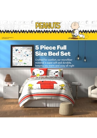 Franco Peanuts Classic Pals Süper Yumuşak Yorgan Ve Çarşaf Seti, 5 Parça Tam Boy, Resmi Lisanslı Ürün Koleksiyon Ürünleri Franco Peanuts Classic Pals Süper Yumuşak Yorgan Ve Çarşaf Seti, 5 Parça Tam Boy, Resmi Lisanslı Ürün Koleksiyon Ürünleri