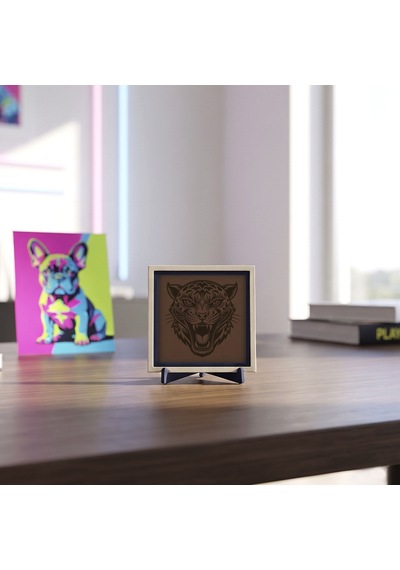 Kaplan Motifli Şık Modern Dekoratif Obje, Çalışma Masanıza Güç Katan Tasarım 10x10 Cm