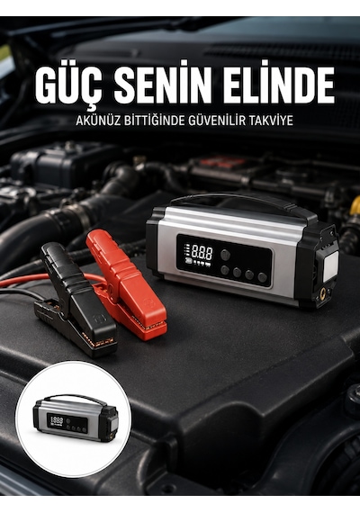 Yolda Kalmaya Son Dijital Ekranlı Akü Takviye Ve Hava Kompresörü Çok Fonksiyonlu Acil Güç Ünitesi Yeni Nesil - Lisinya
