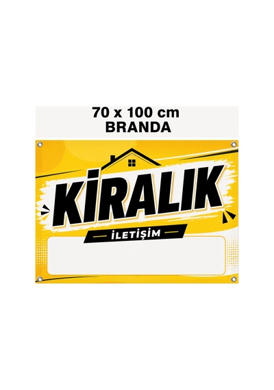 Kiralık Branda Afişi 70x100 Cm 4 Tarafı Metal Kuşgözlü Suya Dayanıklı Dış Mekan İlan Brandası