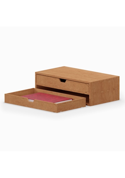 Desna İki Katlı İki Çekmeceli Dolap - Kiraz 34 Cm Uzunluk X 19 Cm Derinlik X 10.8 Cm Woodsaka Doğal Ahşap