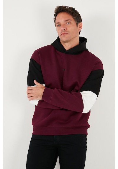 Buratti Pamuklu Relaxed Fit Kapüşonlu Içi Tüylü Yumuşak Şardonlu Erkek Sweat 5905299 Vişne