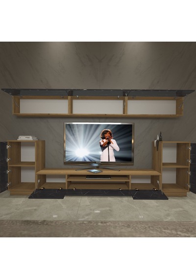 Decoraktiv Trendstyle 9s Mdf Tv Ünitesi Tv Sehpası Pera - Siyah Mermer
