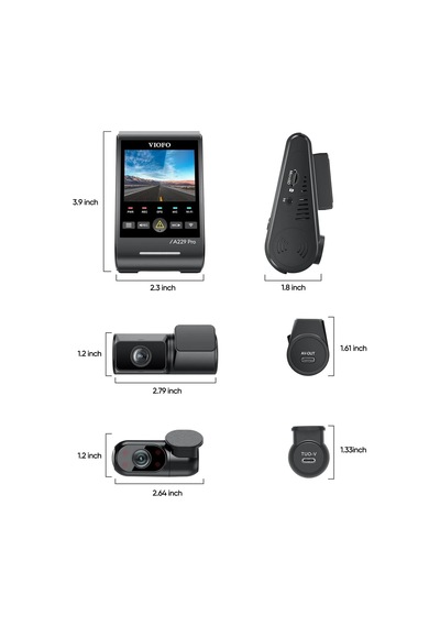 Viofo A229 Pro W 3 Kameralı Ön+arka Su Geçirmez+iç 4k+2k+1080p So