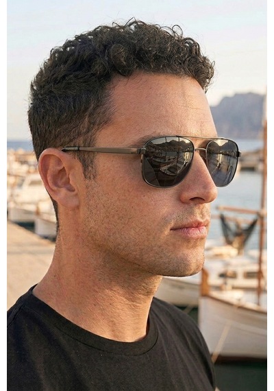Di Caprio Dc3053gun Gun Metal Modern Square Polarize Camlı Erkek Güneş Gözlüğü Metalik - Siyah