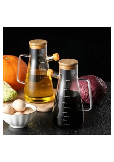 Bambu Kapaklı Cam Yağdanlık 900 Ml