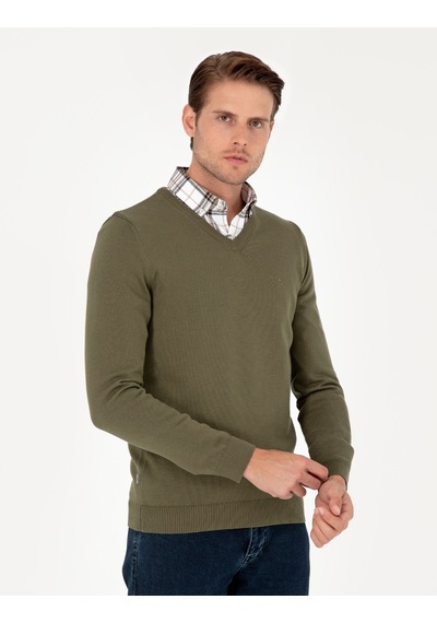 Pierre Cardin Erkek Koyu Haki Kazak /triko 50296583-vr111 Koyu Haki