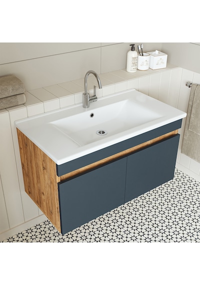 Roomart '' Lavabolu '' Atlantik - Antrasit Mdf 85 Cm Banyo Dolabı Atlantik Çam - Antrasit