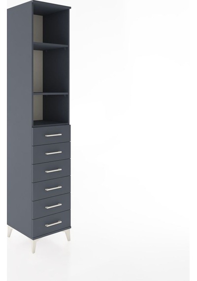 Hyperion Dolap 3 Raflı 6 Çekmeceli 44x44x221 Antrasit-antrasit Antrasit