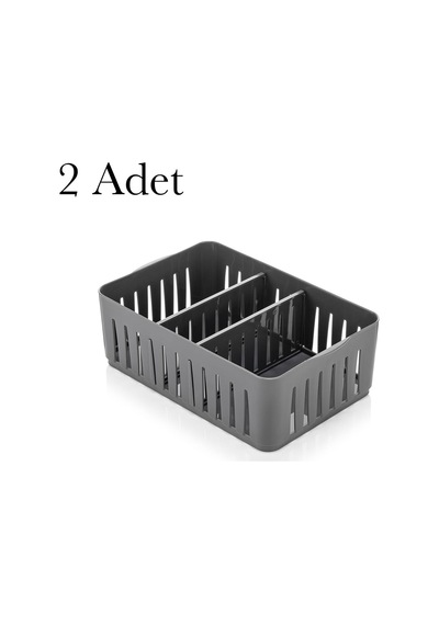 2 Adet Dolap İçi Düzenleyici Dolap Çekmece Makyaj Organizer Gri Çok Renkli