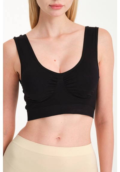 Fit Women Kalın Askılı Pedli Büstiyer Siyah