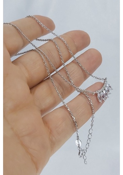 925 Ayar Taç Model Zirkon Taşlı Gümüş Kolye