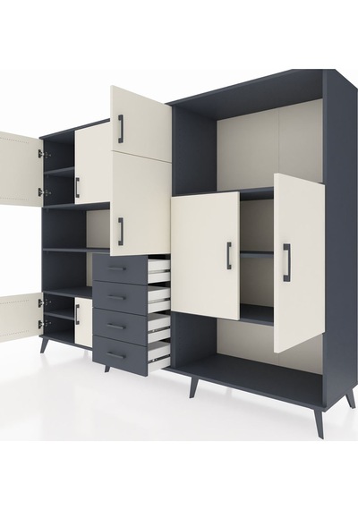 Hyperion Dolap 10 Raflı 4 Çekmeceli 8 Kapaklı 220x44x163 Antrasit Antrasit-aytaşı/antrasit Hyperion Dolap 10 Raflı 4 Çekmeceli 8 Kapaklı 220x44x163 Antrasit Antrasit-aytaşı/antrasit