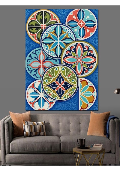 Ahşap Tablo Renkli Geometrik Daireler Desen
