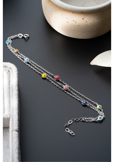 Çekirdekjewelry 925 Ayar Gümüş Renkli Boncuklu Bileklik Gri