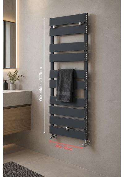 Hestia Bath Alüminyum Havlupan 490 X 1200 Antrasit Renk Aks:460