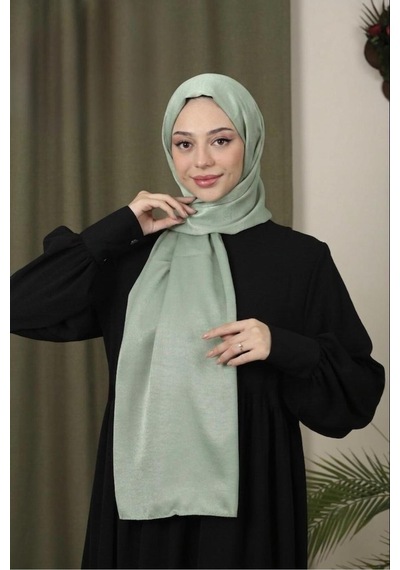 Flora Tekstil Abiye Parlak Bambu İpek Şal Mint Yeşil