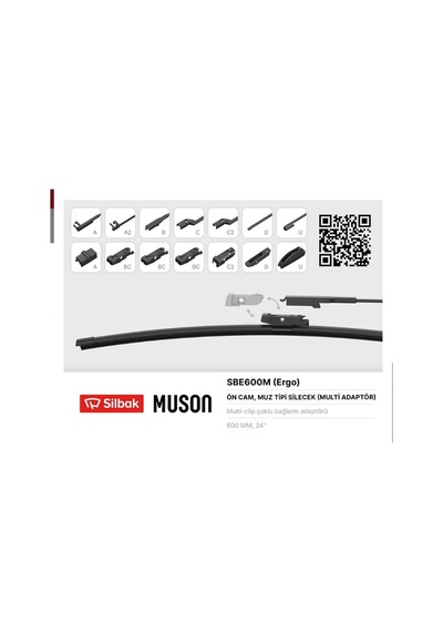 Silecek Süpürgesi Muz Tipi 600mm Çoklu Aparatlı