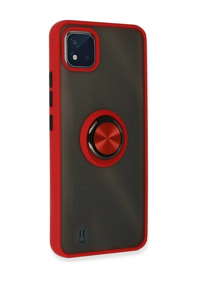 Realme C11 2021 Kılıf Montreal Yüzüklü Silikon Kapak - Kırmızı 0.2M-Çok Renkli