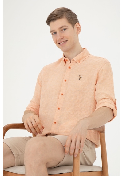 U.s. Polo Assn. Erkek Kiremit Gömlek Desenli 50283423-vr031 Kırmızı