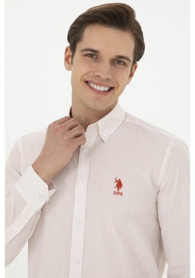 U.s. Polo Assn. Erkek Pudra Gömlek Desenli 50284894-vr042 Pembe