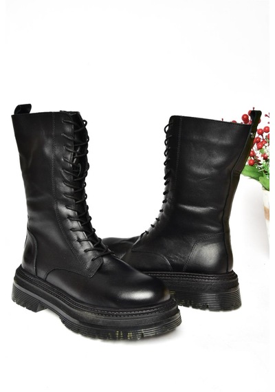 Fox Shoes R555268103 Siyah Hakiki Deri Kadın Postal Bot Siyah-hakiki Deri Siyah