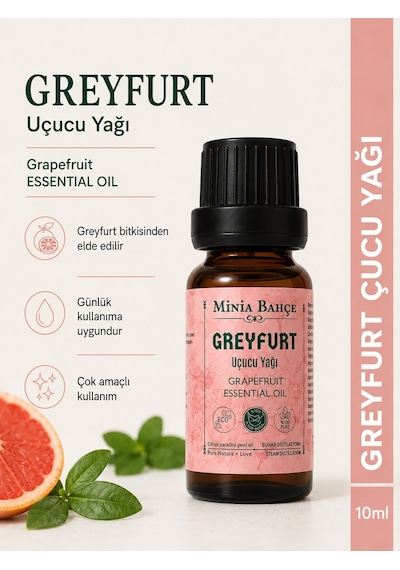 Minia Bahçe Bitki Ve Sanat Atölyesi Saf ve Katkısız Bitkisel Uçucu Greyfurt Yağı 10 ML