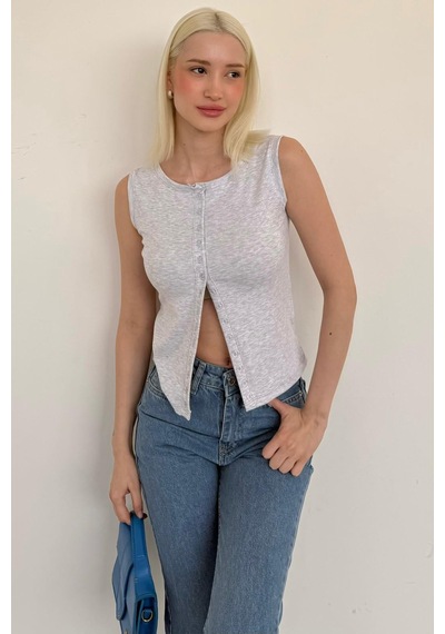 Karmelanj Bisiklet Yaka Düğmeli Kadın Bluz Mg2638 Karmelanj