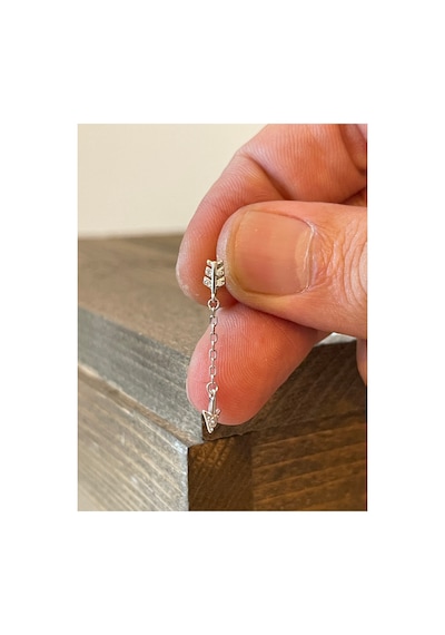 925 Ayar Gümüş Zincir Sallanılı Ok Yay Özel Tasarım Piercing Gümüş Piercing