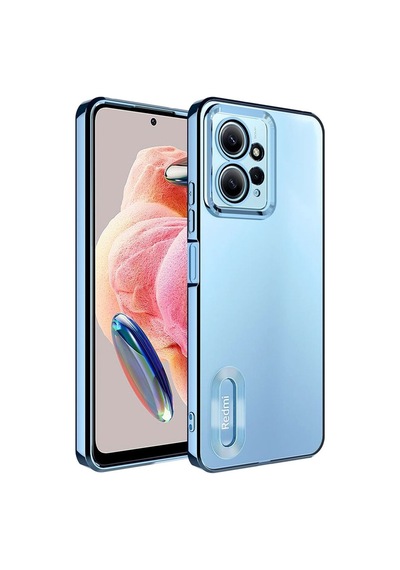 Xiaomi Redmi Note 12 4g Kılıf Kamera Korumalı Logo Gösteren Zore Omega Kapak Sierra Mavi