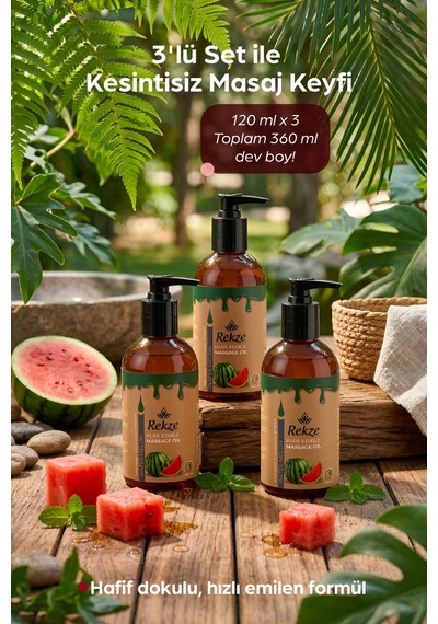 Doğal 3 Adet Karpuz Özlü Duyusal Ve Aromaterapi Yenilir Masaj Yağı 120 Ml - 306302711