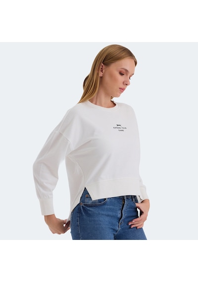 Slazenger VITAL Oversize Kadın Oversıze Beyaz Sweatshirt