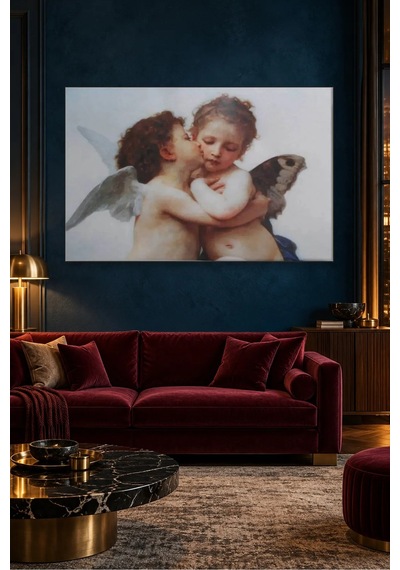Fida Bouguereau Meleklerin İlk Öpücüğü Canvas Tablo Çok Renkli