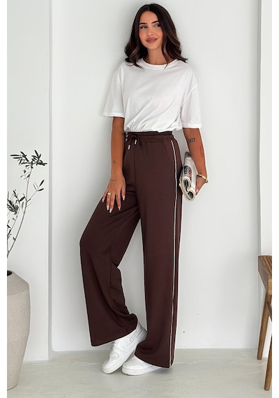 Noa & Noa Kadın Lastikli Bel Bağcıklı Bol Paça Pantolon Rahat & Minimal Stil Kahverengi Noa & Noa Kadın Lastikli Bel Bağcıklı Bol Paça Pantolon Rahat & Minimal Stil Kahverengi
