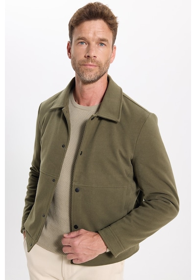 Tudors Erkek Slim Fit Dar Kesim Çift Cepli Çıtçıt Kapamalı Haki Mont-46276